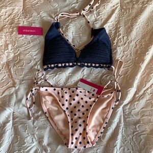 NWT Xhilaration XS/S Pink & Blue Polka Dot Bikini
